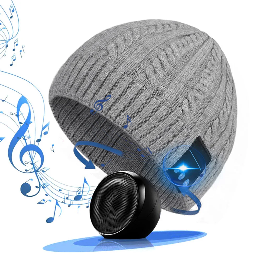 

Men Women Built In Microphone HD Stereo Winter Warm Wireless Headphone Beanie Running Music Cap Knitted Hands Free