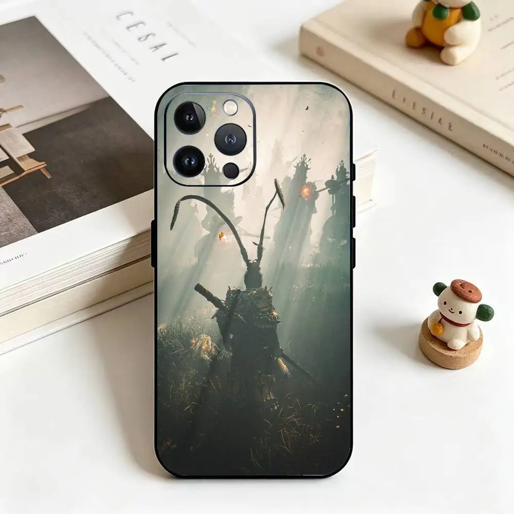 Чехол для телефона B-BlackMyth W-Wukong из черного силикона для iPhone 11 12 13 14 15 16 17 Plus Pro Max (art.: 3920dcdbae022) - 3920dcdbae022