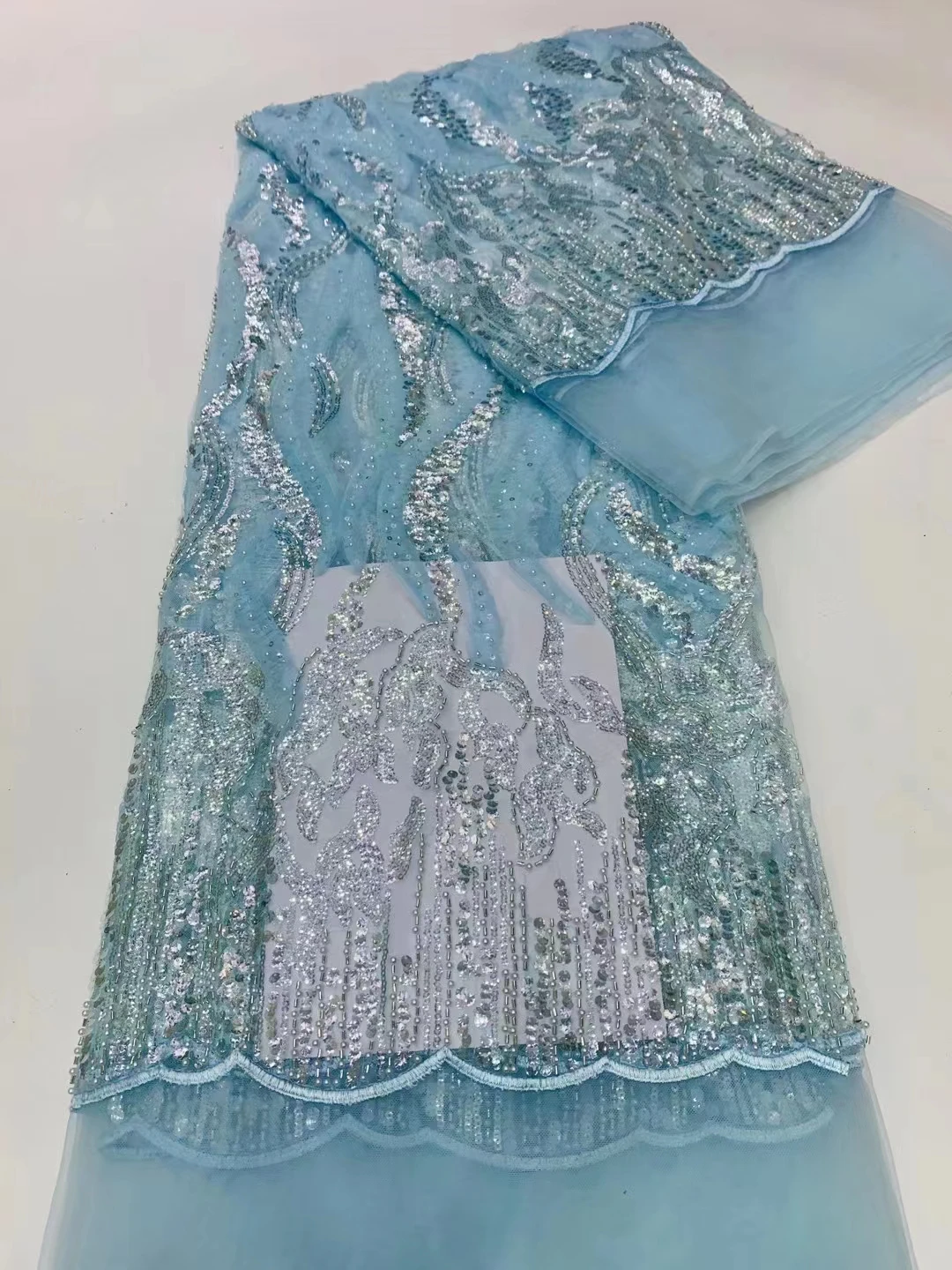 Новое популярное кружево с вышивкой из маленьких блесток Европейское роскошное