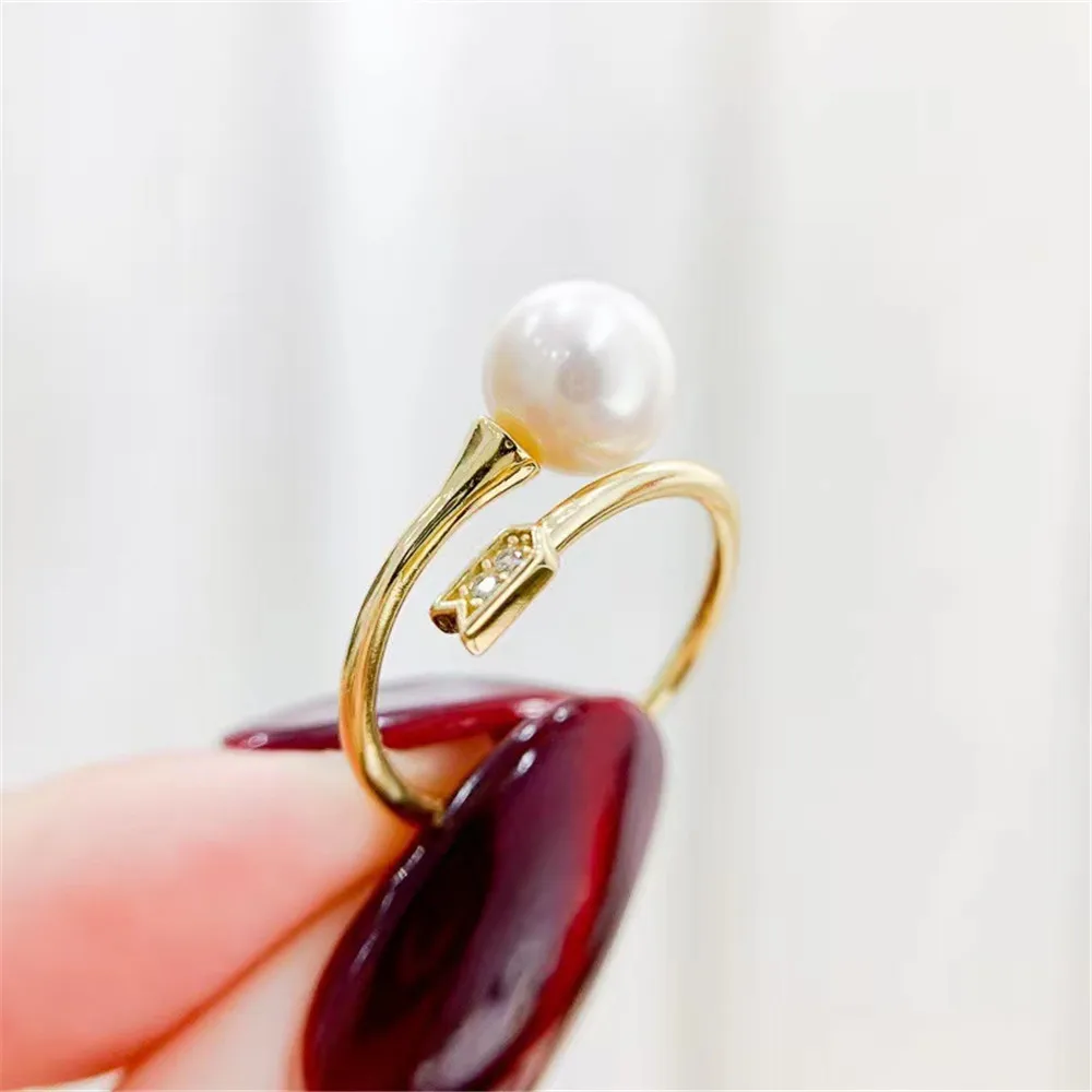 

Жемчужные аксессуары «сделай сам» наконечник стрелы из стерлингового серебра 925 пробы Золотое серебряное кольцо пустой держатель с 8-10 мм к...