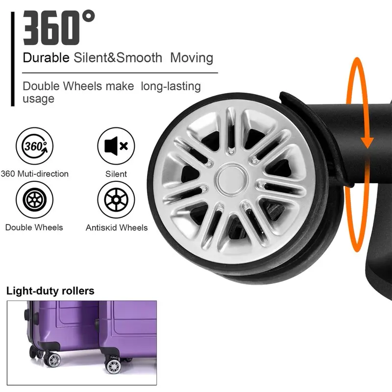 20 Inch Carry On Luggage, TSA Lock, Travel Suitcase with Spinner Wheel, Purple