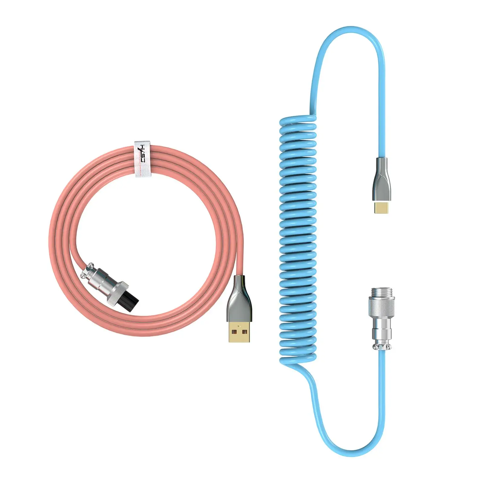 Спиральный USB-кабель для клавиатуры с разъемом авиации, 1,7 м (art.: 3920bca4b6060) - 3920bca4b6060