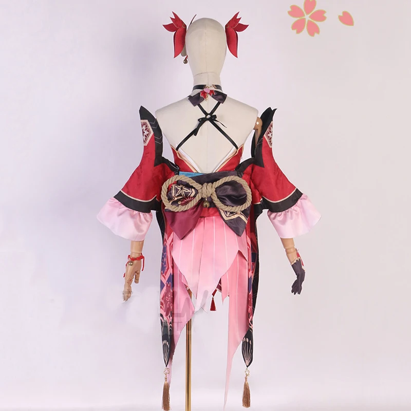 Новое пикантное кимоно для косплея ханаби Star Rail красное с изящным принтом