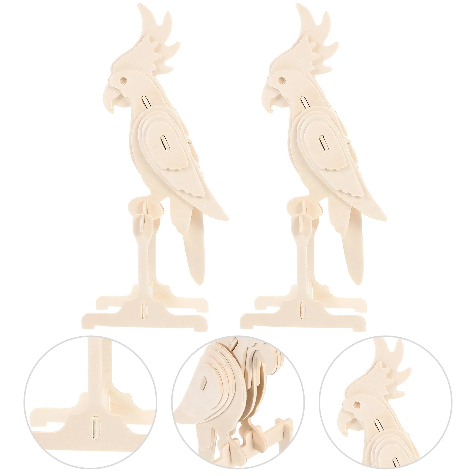 

2pcs Animal Toyss Jigsaws DIY Wooden Puzzle Plaything Kids Funny Animal Toyss Toys(Parrot Type)