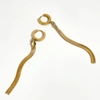 perisbox long tassel snake chain dangle earring golden stainless steel drop earrings femme punk jewelry waterproof