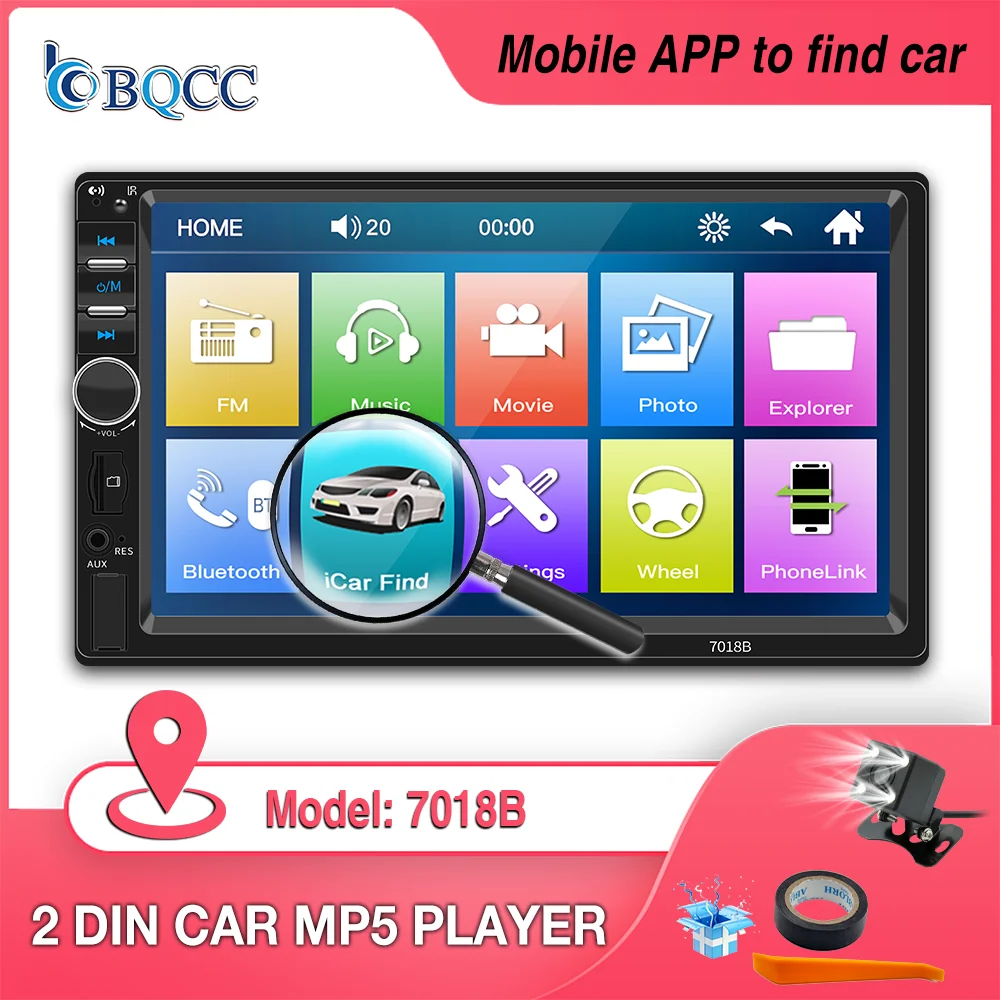 Tape Recorder 7inch Touch Screen Bluetooth Mirror Link Camera Mp5 Multimidia Player Audio Stereo