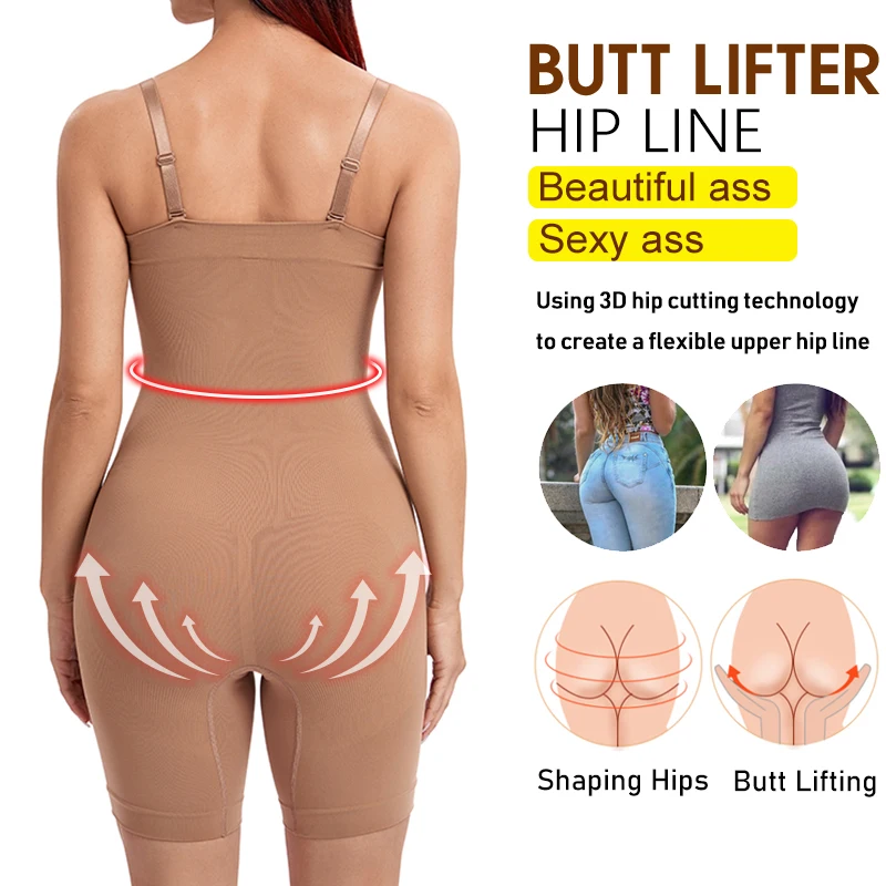 Bodysuit for Women Tummy Control Shapewear Mid-Thigh Seamless Full Body Shaper Daily Life Butt Lifter Corset