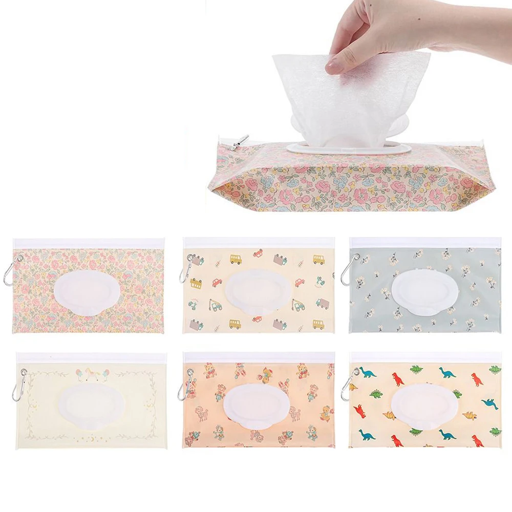 

EVA Baby Wet Wipe Pouch Portable Wet Wipes Holder Flip Cover Snap-Strap Pouch Reusable Wet Wipe Bag Outdoor Useful Tissue Box