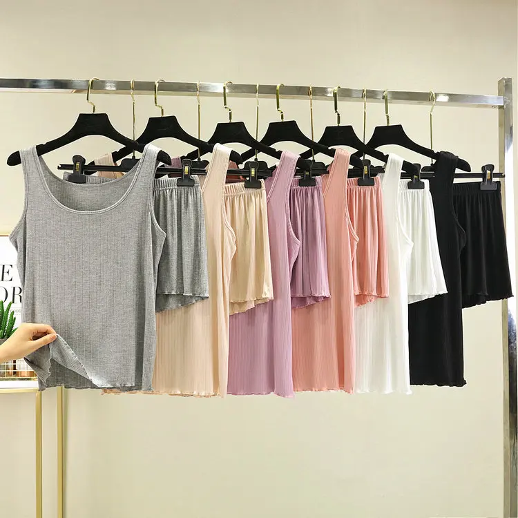 

Camisole Pajamas for Women's Summer Thin Casual Homewear Suit Loose Sling Tops with Shorts Conjunto Two-piece Set Pyjamas