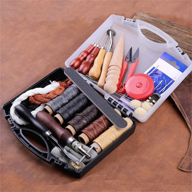 

Leather Craft Work Tool Kit Leather Hand Sewing Set Sewing Supplies Needlework Tool Leather Edge Finishing Tool With Storage Box