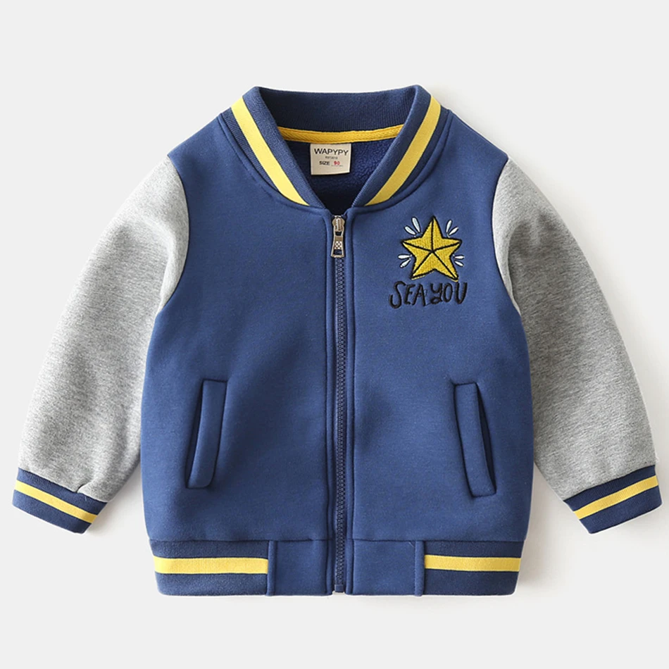 Kids Winter Jacket Button Casual Letter Baseball Uniform Coats Round Neck Cardigan Sportswear Autumn And Winter Child Clothes