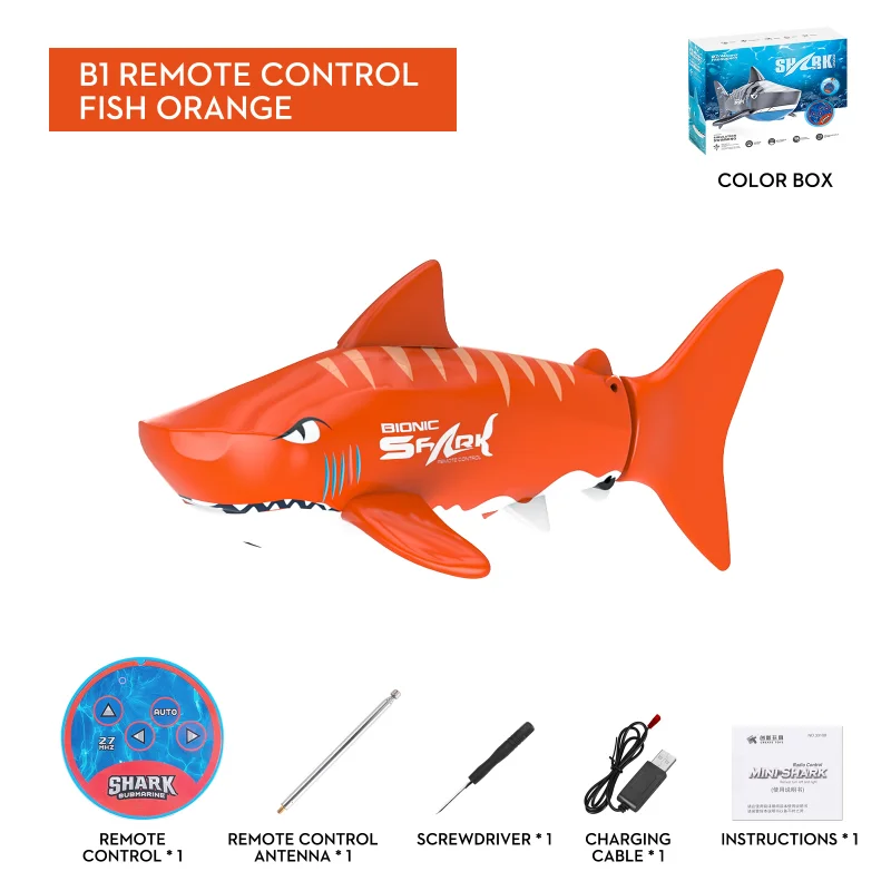 LSRC-B1 Remote Control Fish Toy 27MHZ 5CH Remote Control Boat Simulation 0.1m/s Mini Swimming Pool Boat Toys for Kids  Rc Shark images - 6