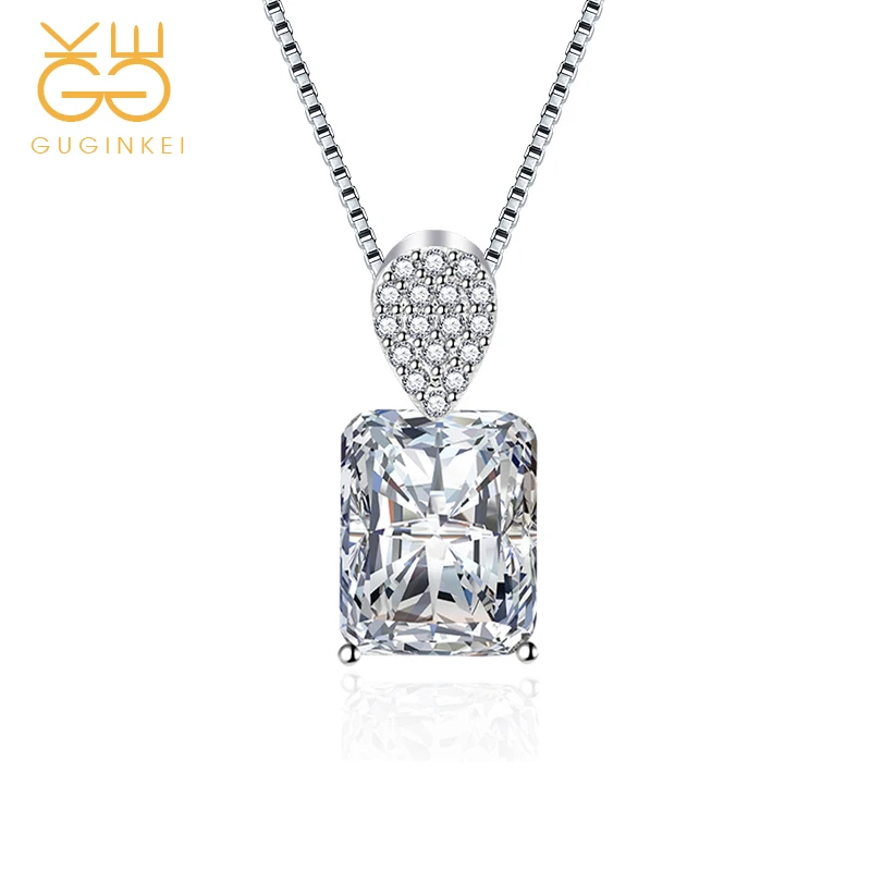 

Роскошное простое квадратное ожерелье GUGINKEI с кулоном из розового и желтого циркония, женское свадебное ожерелье из стерлингового серебра ...