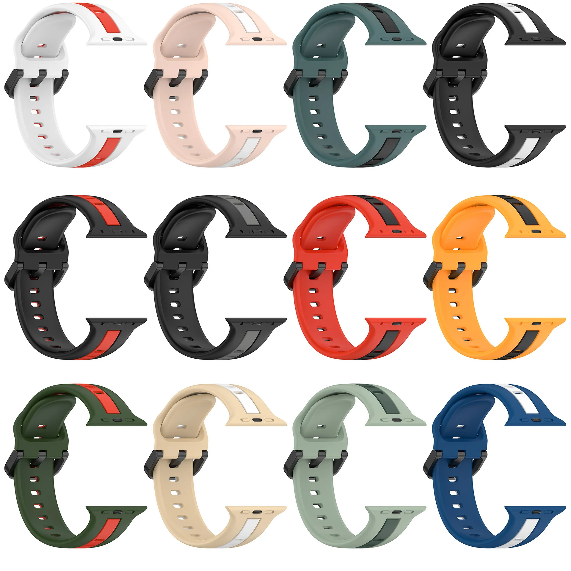 Silicone Strap For Apple Watch band 44mm 45mm 41mm 40mm 49mm 42 mm Sport Rubber Bracelet iWatch series 7 3 4 5 6 SE 8 Ultra Band