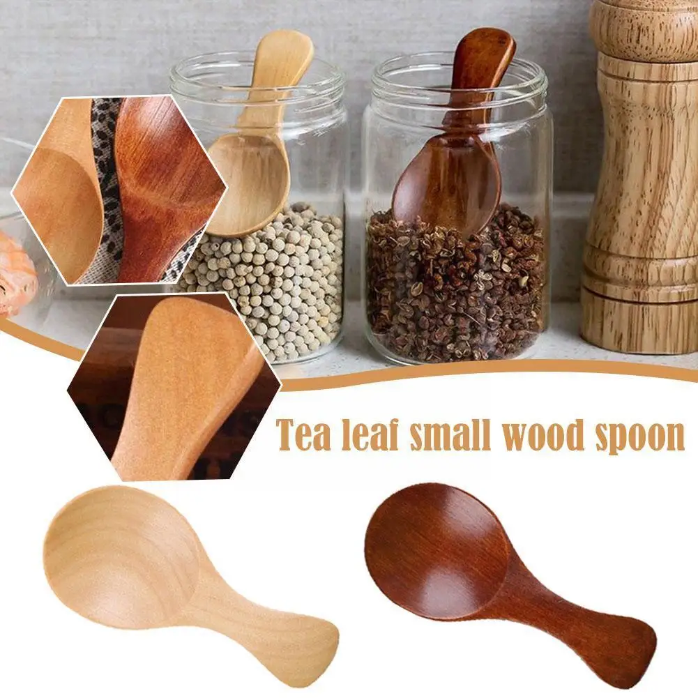 

1pcs Mini Wooden Spoons Small Kitchen Spice Condiment Sugar Scoop Spoon Gadgets Short Coffee Kitchen Tea Handle Spoon Kids B1i1