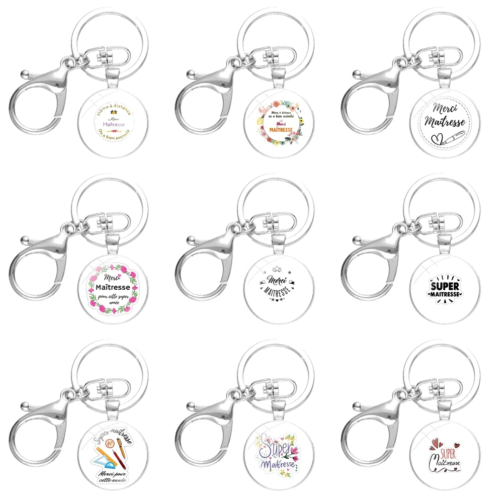 Модные креативные брелки для ключей с мультяшным дизайном, большое спасибо, супер-Maitresse, брелки ручной работы из стекла, кабошона, сплавов