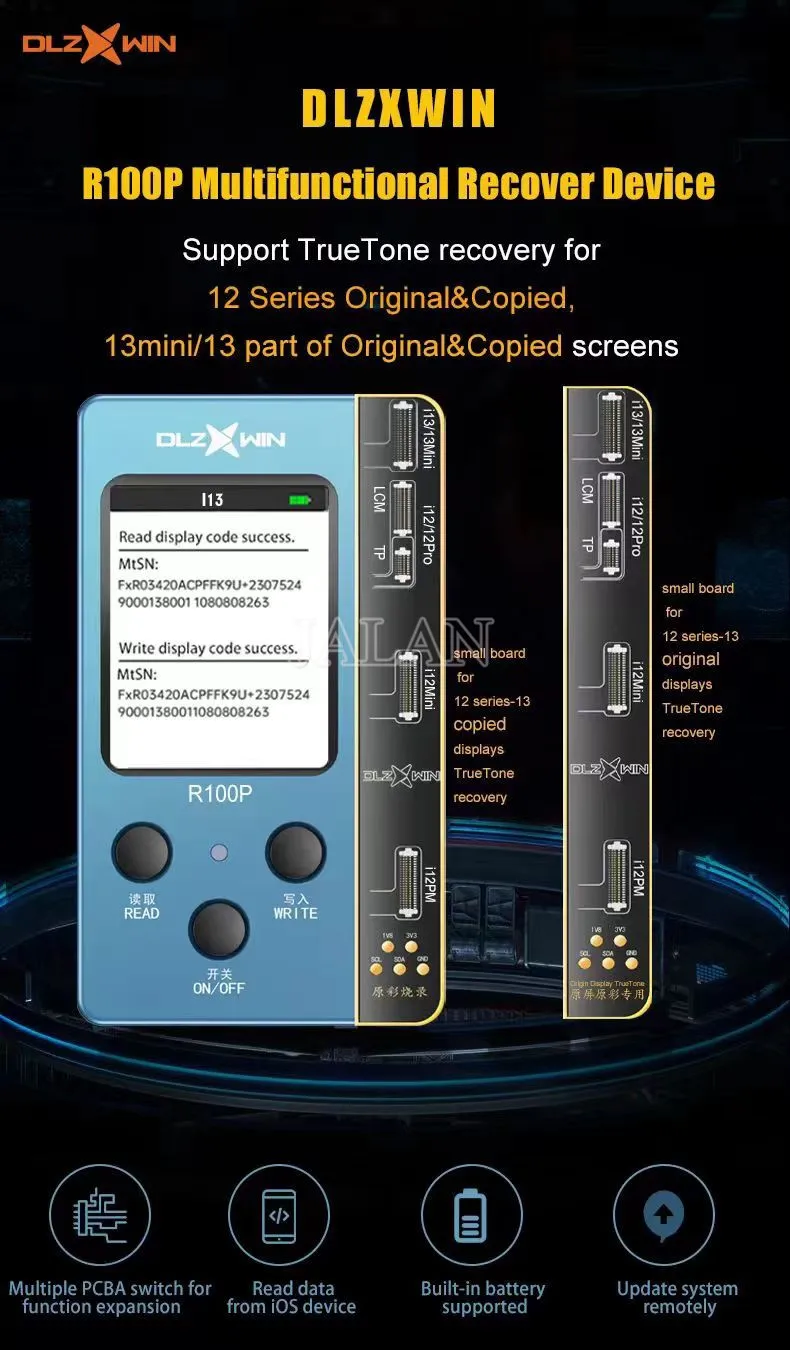

Тестер R100P для iPhone12 12Pro 12mini 12Promax 13 13mini, оригинальный скопированный ремонтный аппарат True Tone для восстановления цвета, программатор