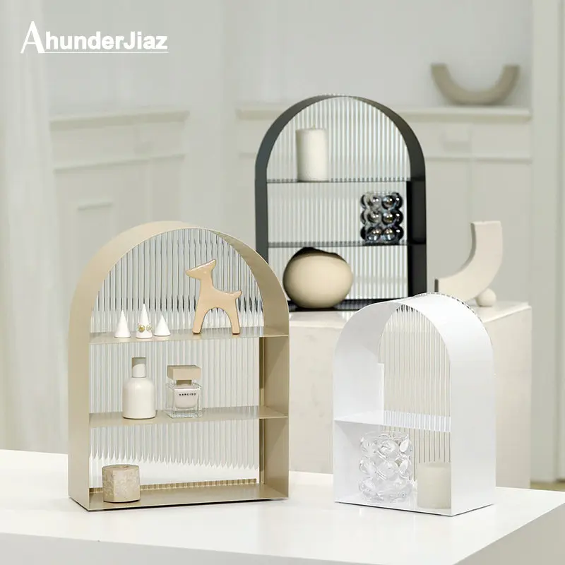 AhunderJiaz Light Luxury Creative Multilayer Display Shelf Simple Arch Jewelry Storage Shelf Living Room Decoration 스토리지 소유자