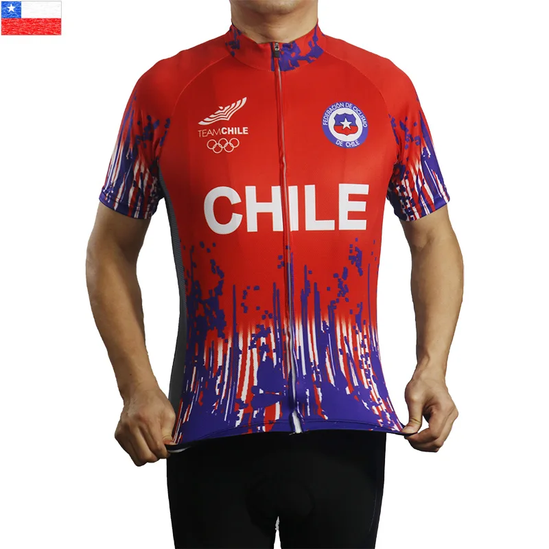 

Chile Fashion Bike Wear Short Sleeve MTB Jersey Road Top Cycling Shirt Bicycle Jacket Fabric Outdoor Clothes Race Sweater Wheel