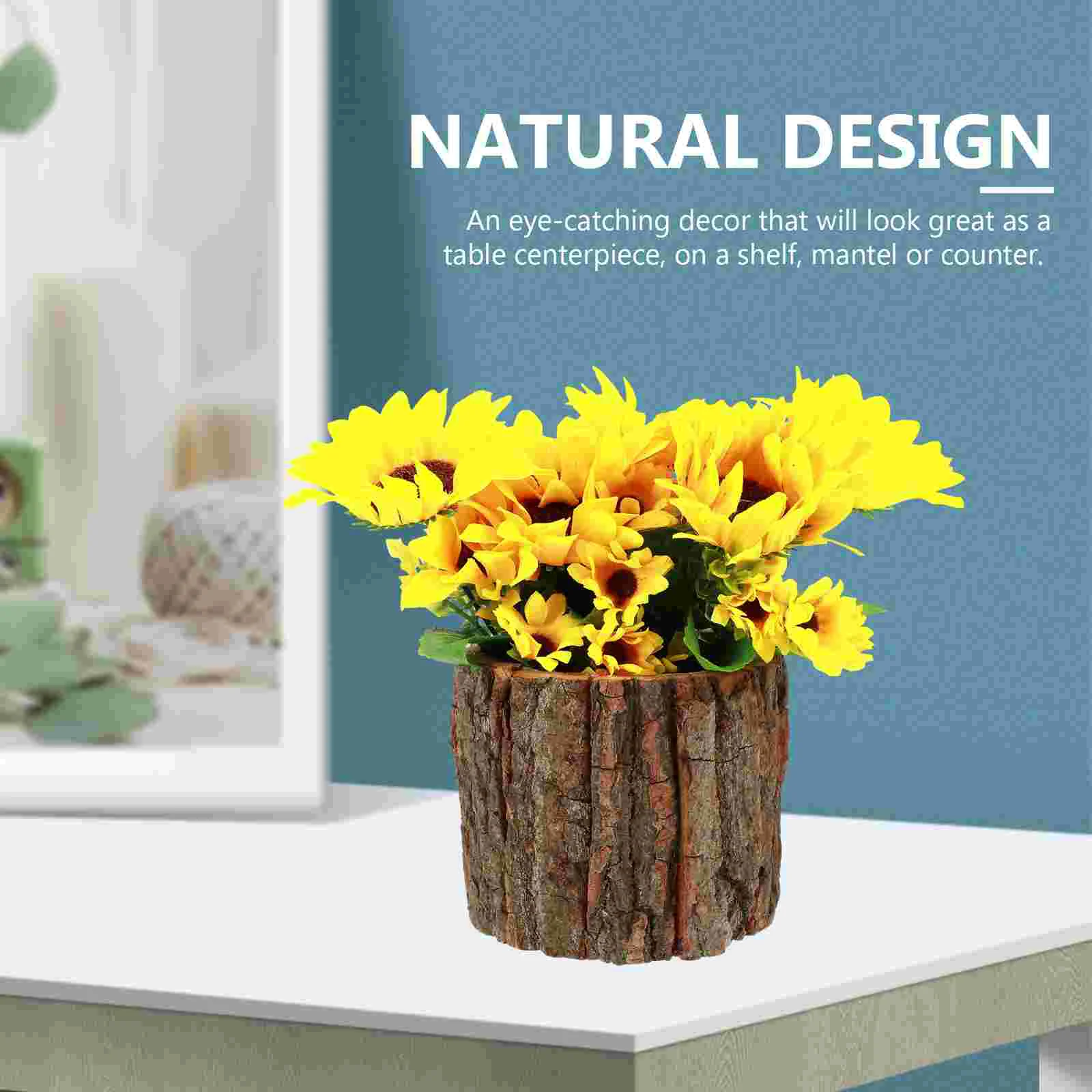 

Flower Planter Pot Wooden Succulent Wood Vase Rustic Bucket Barkbarrelcontainer Pots Log Holder Planters Stump Farmhouse Tree