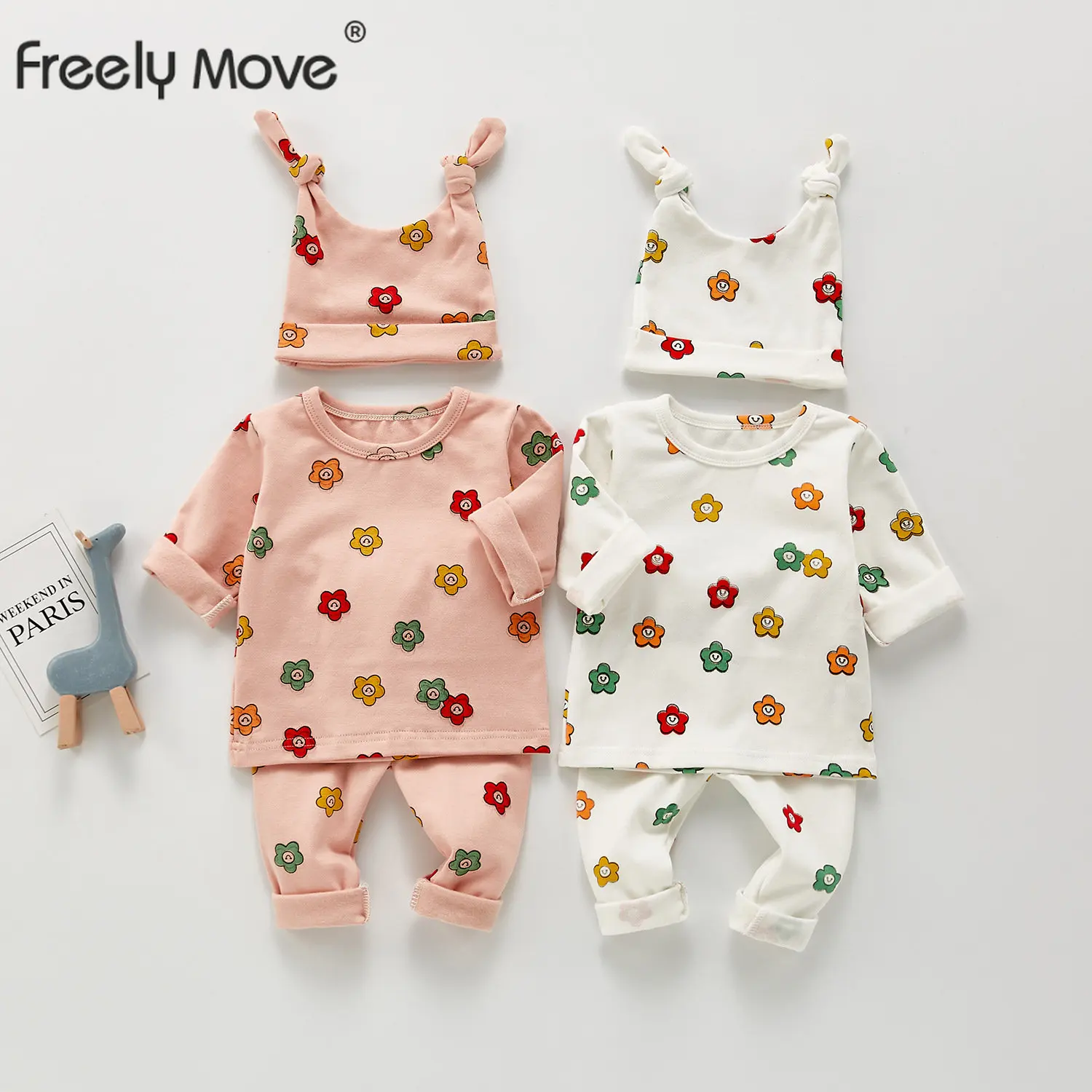 

Baby Sets for Girls Spring Summer Infant Floral Long Sleeve Sweatshirt+pants with Hats Suits Kids Children CostumesC01