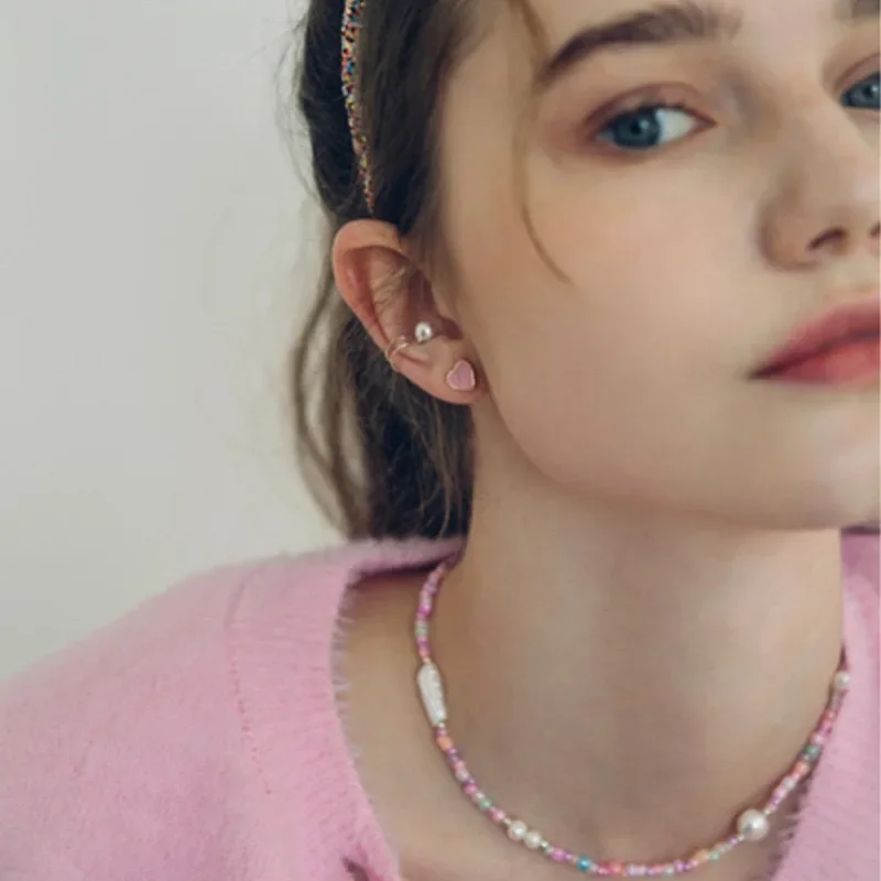 Модное корейское ожерелье INS Niche с розовым натуральным пресноводным жемчугом в