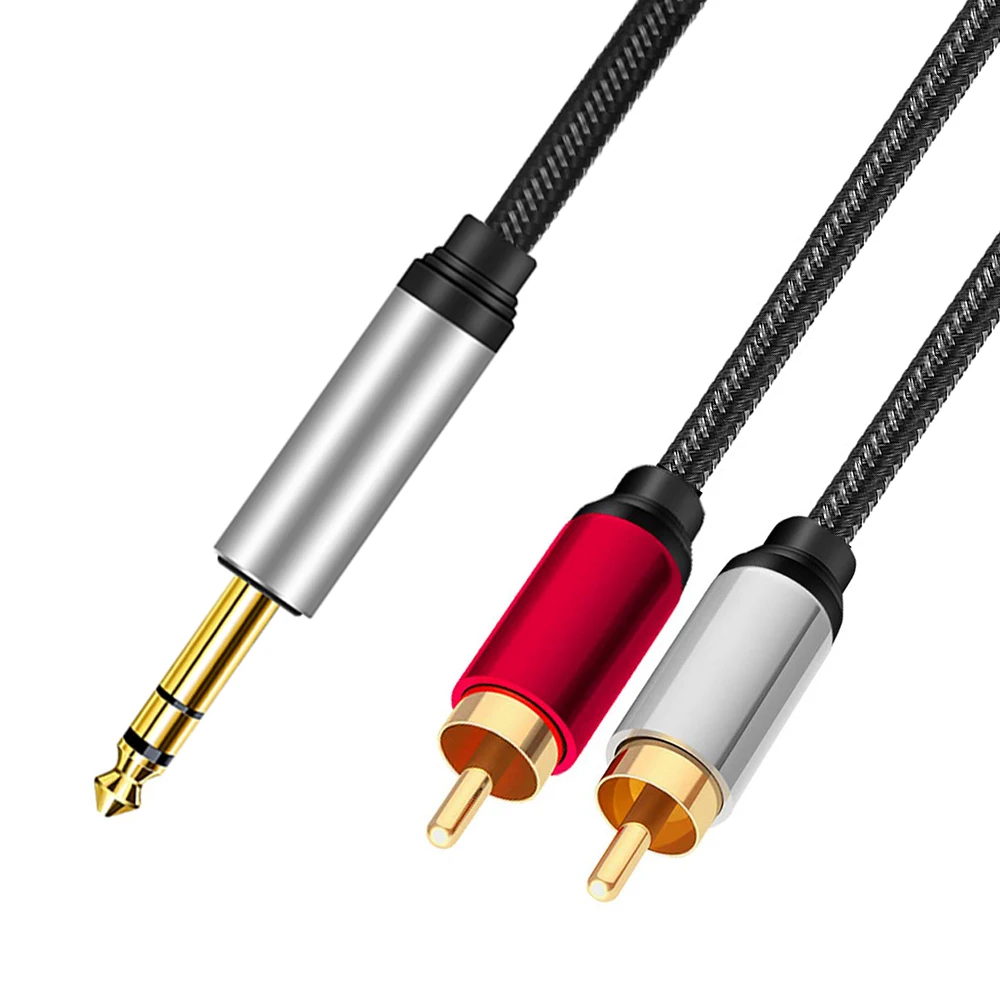 

Nku 6.35mm TRS Stereo Jack to Dual RCA Y Splitter Insert Cord 1/4 Inch Male to 2 RCA Male Audio Cable for Speaker Mixer