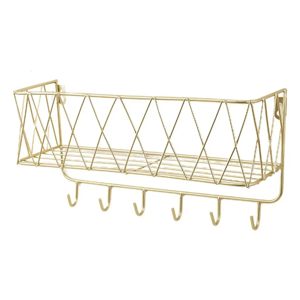 

Key Rack Mail Holder Metal Kitchen Office Organizer Wall Mount Hook Golden