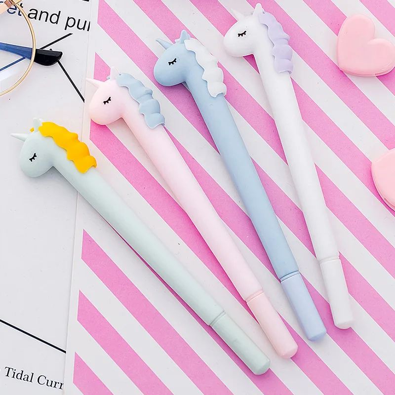 

1 Pcs Cute Macaron Unicorn Gel Pen Soft Glue Signature Pen Student Writing Office Pen Exam Ball Pen