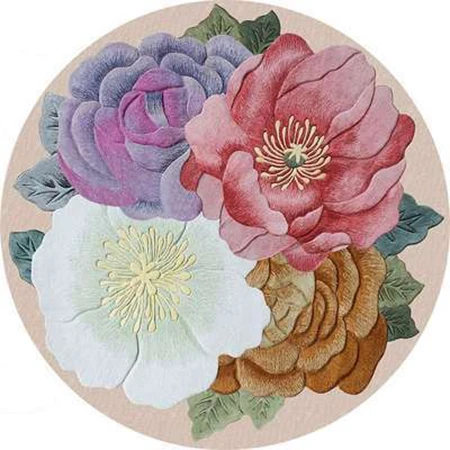 

3D printed circular carpet Living Room floral Floor cushion sofa end table Balcony bedroom headboard non-slip home decor