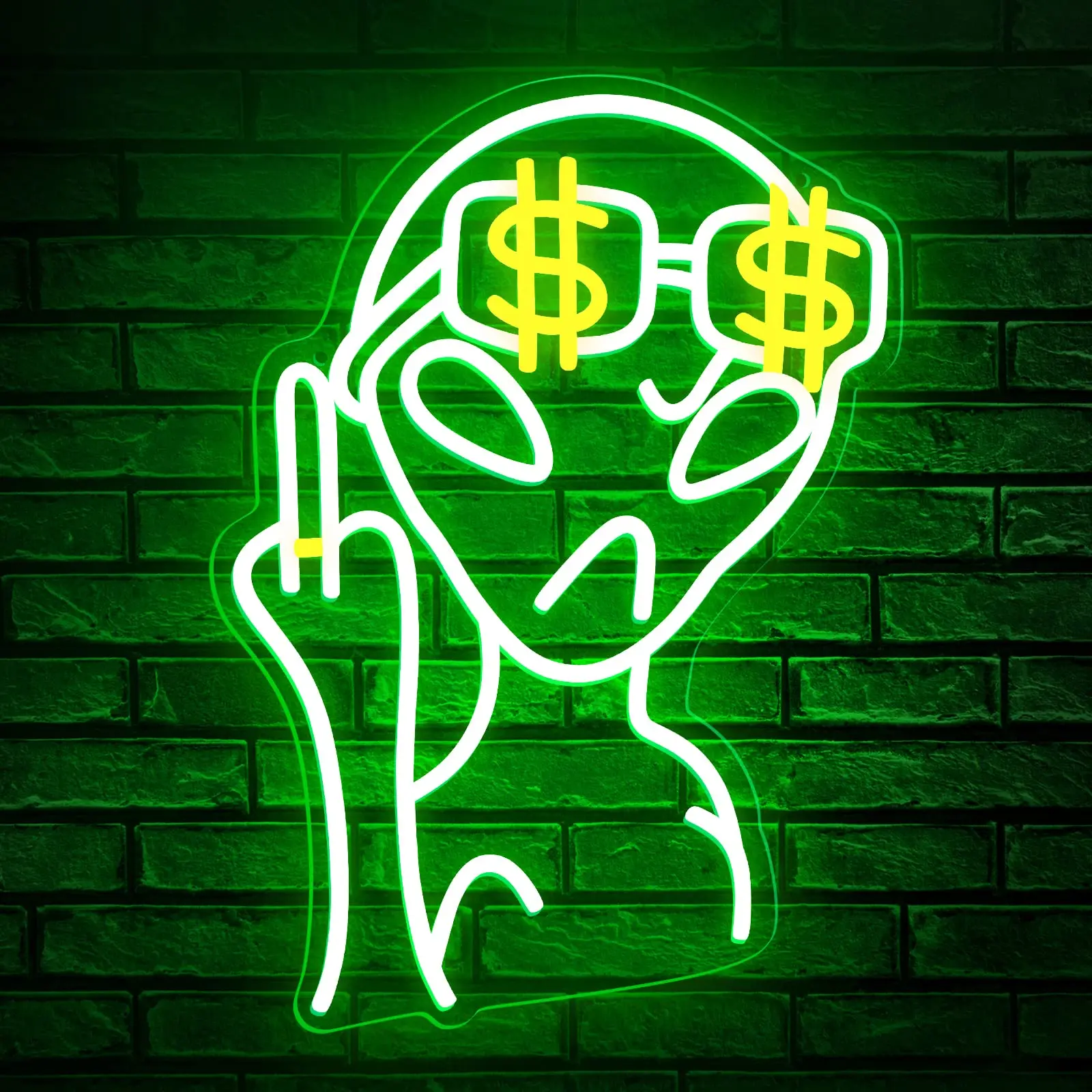 Green Alien Neon Signs Led Sign for Wall Decor Light Up USB with Switch for Bedroom Game Room Decor Man Cave Bar Hip Hop Party