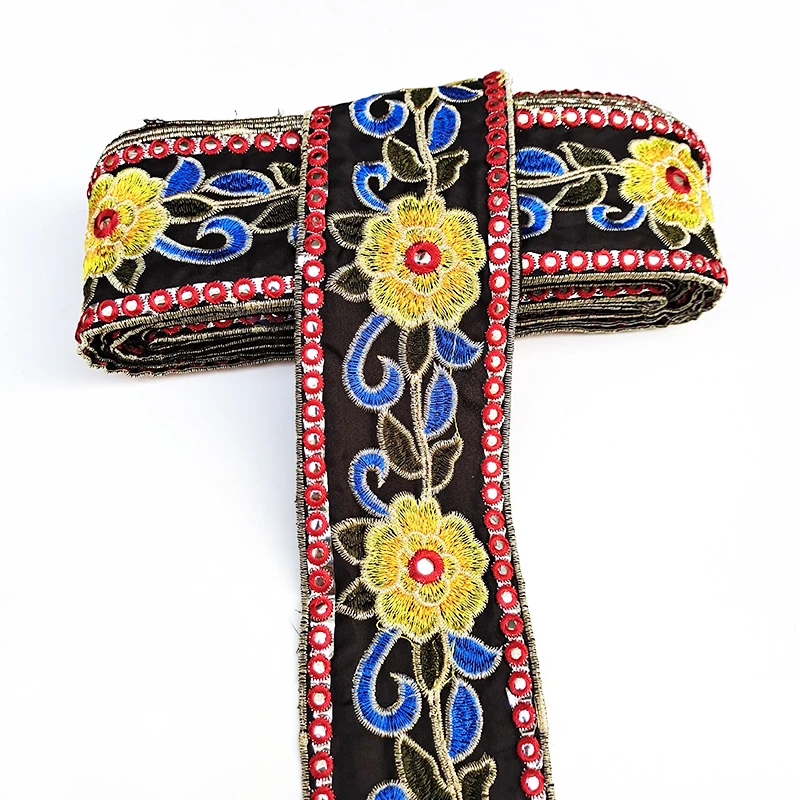 

8 Cm Wide Ethnic Style Flower Embroidery Lace Webbing Handmade Diy Dress Skirt Hem Collar Cuff Decoration Accessories