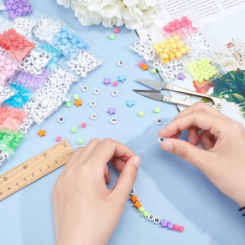 1380Pcs Wholesale Acrylic Beads Mixed Star Round Letters Loose Spacer Bead for DIY Necklace Bracelet Earring Jewelry Making