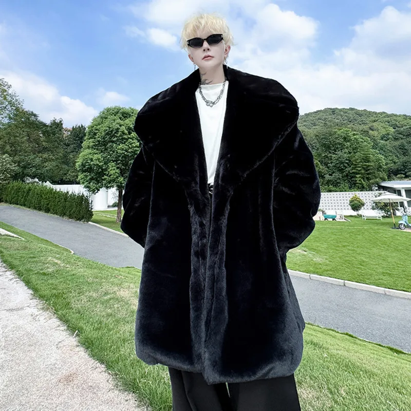 PFHQ мужские пальто из искусственного меха зимние нишевые с лацканами утолщенный