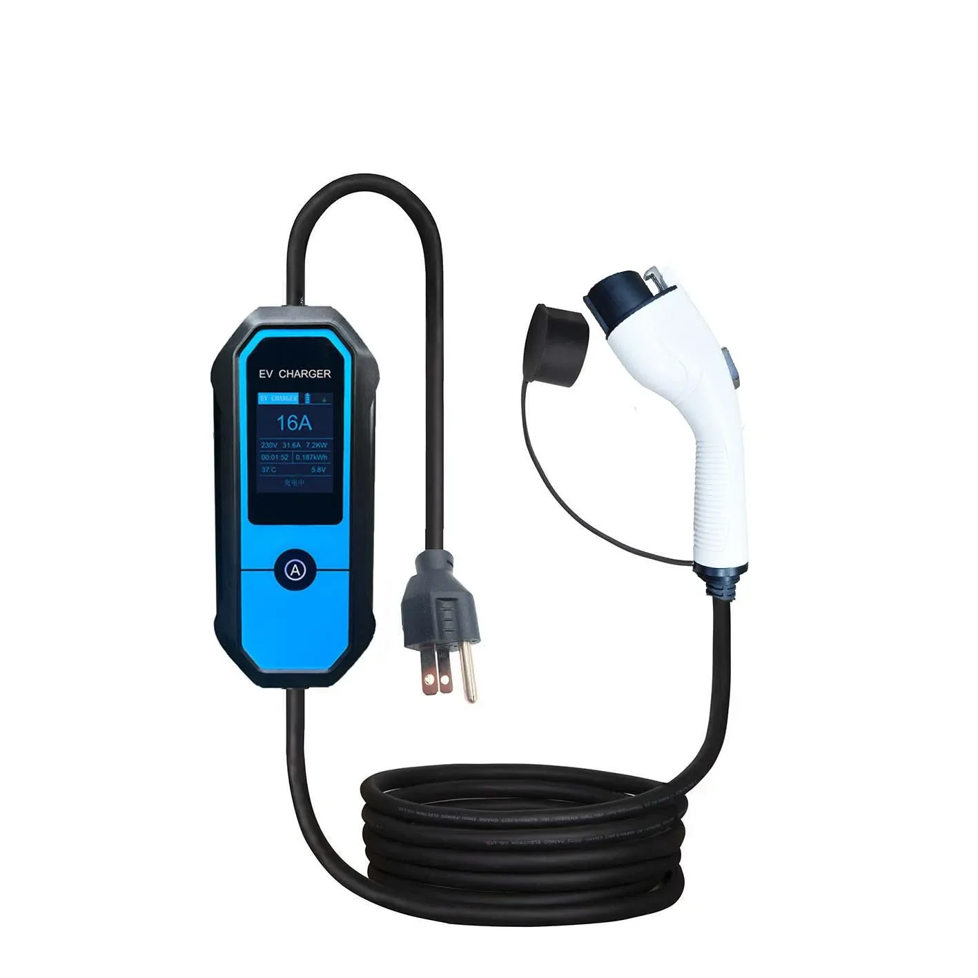 

Type 1 16A 17FT Portable EVSE With NEMA 5-15 Plug Electric Vehicle Charging Station