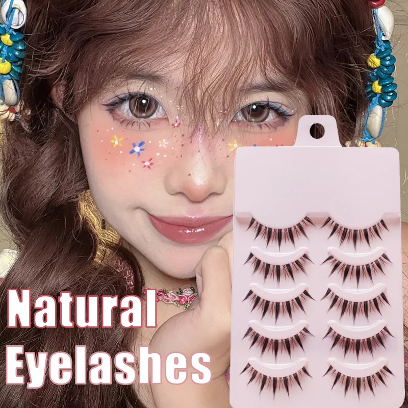 

Натуральные Искусственные ресницы ручной работы, 5 пар, прозрачные Искусственные ресницы, густые искусственные Искусственные ресницы, инст...