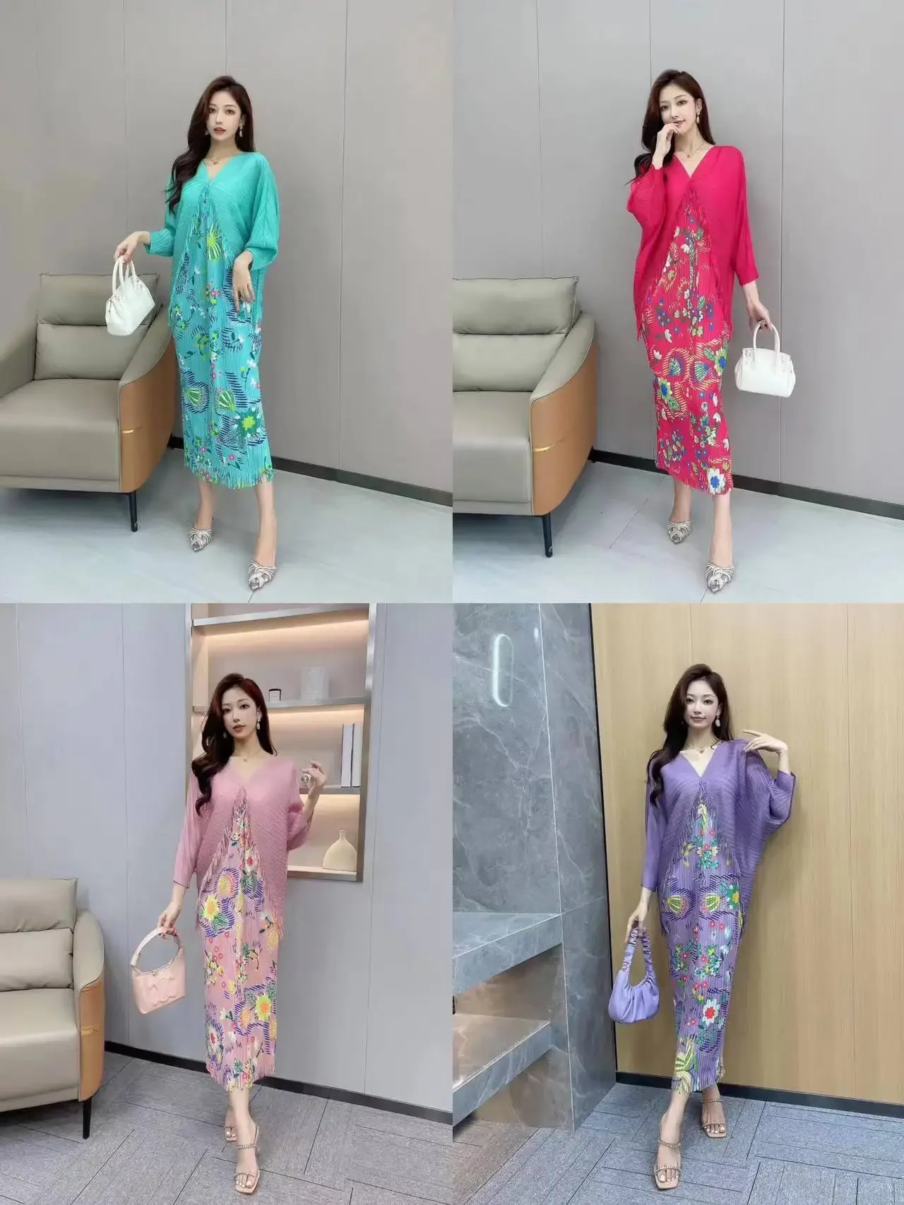 EGRM дизайнерское Плиссированное Платье макси с бахромой 2024 летние новые платья