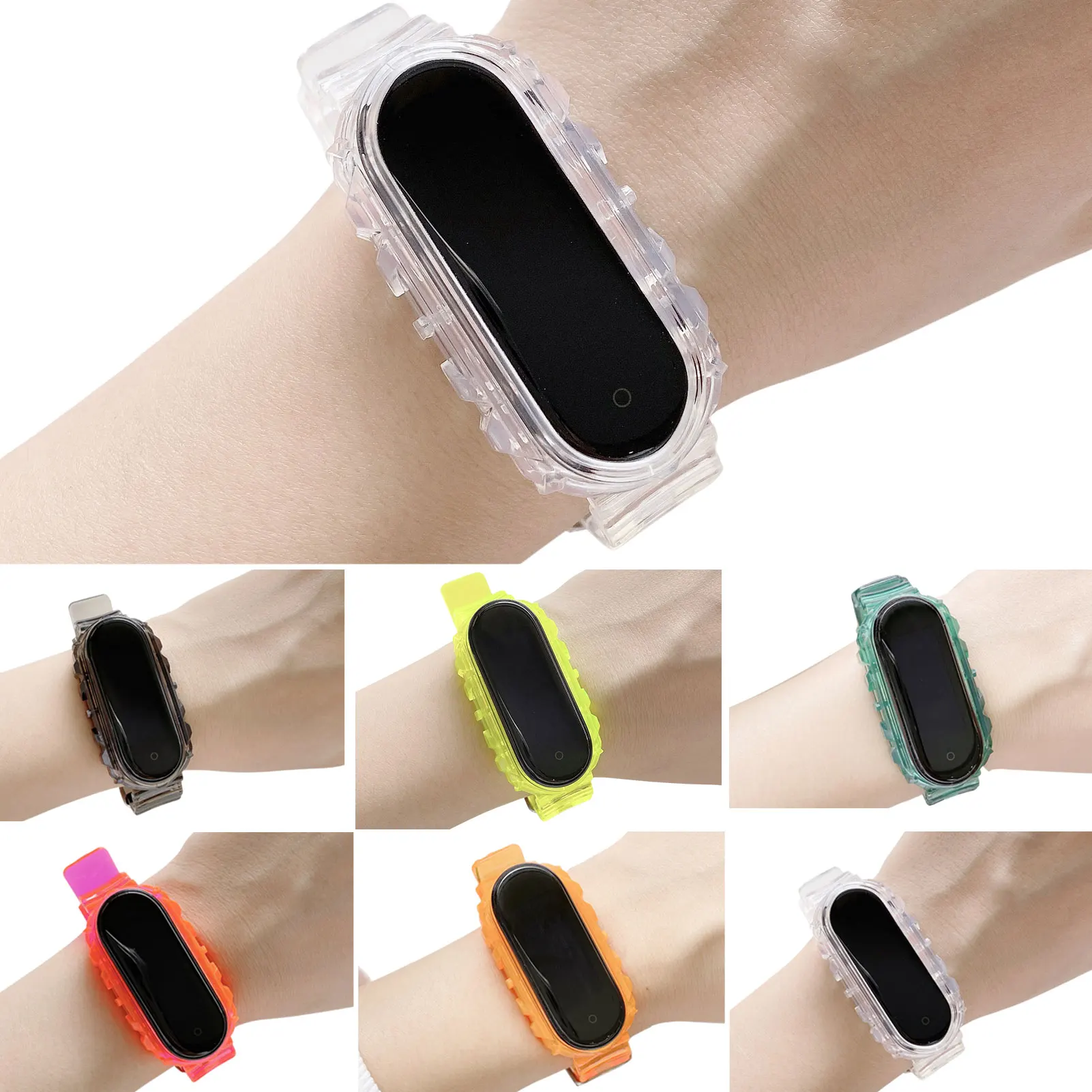 

Strap ForXiaomi MiBand 5 Transparent Bracelet Sport TPU Watch Wristband Miband Band4 Wriststrap ForXiaomi MiBand 3 4 5 Strap