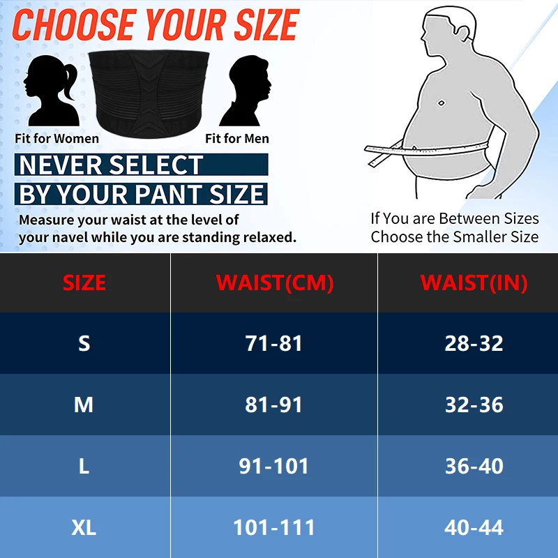 Back Brace for Men and Women Breathable Waist Lumbar Lower Back Support Belt for Sciatica Herniated Disc Scoliosis Back Pain