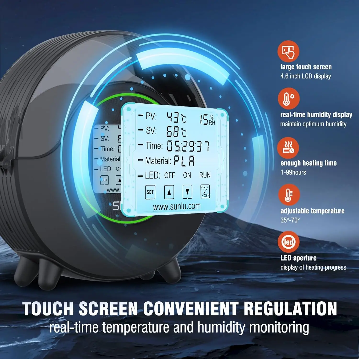 Сушилка для наполнителя SUNLU S2 360 ° 3D-печати