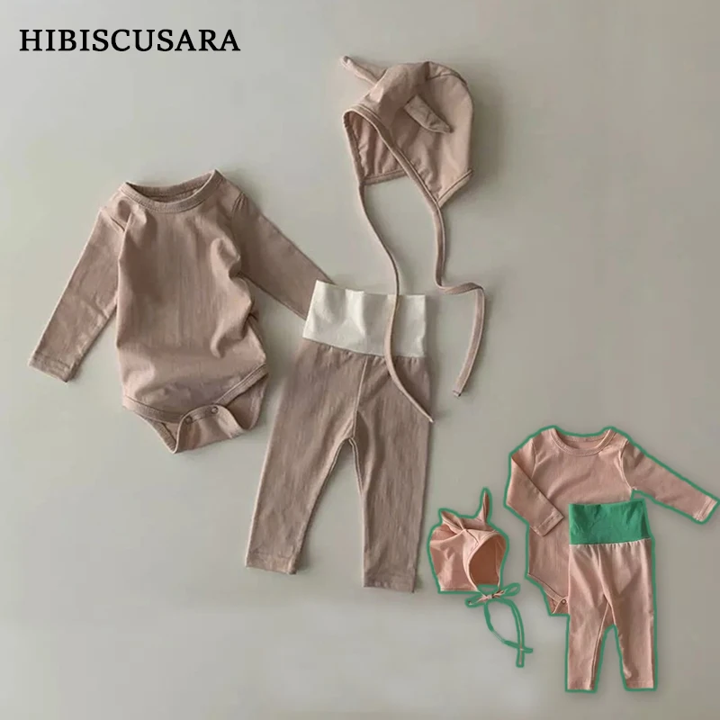 

Хлопковый детский комбинезон, штаны с высокой талией, комплекты одежды, Детские пижамные комплекты для мальчиков и девочек, боди, цветной блокирующий костюм