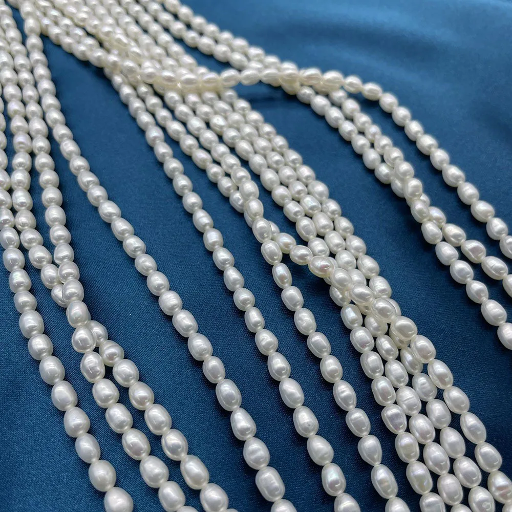 

New 3-4mm Natural Freshwater Pearl Rice-shaped Rice Bead Micro-Point Semi-Finished DIY Handmade Necklace Bracelet Material