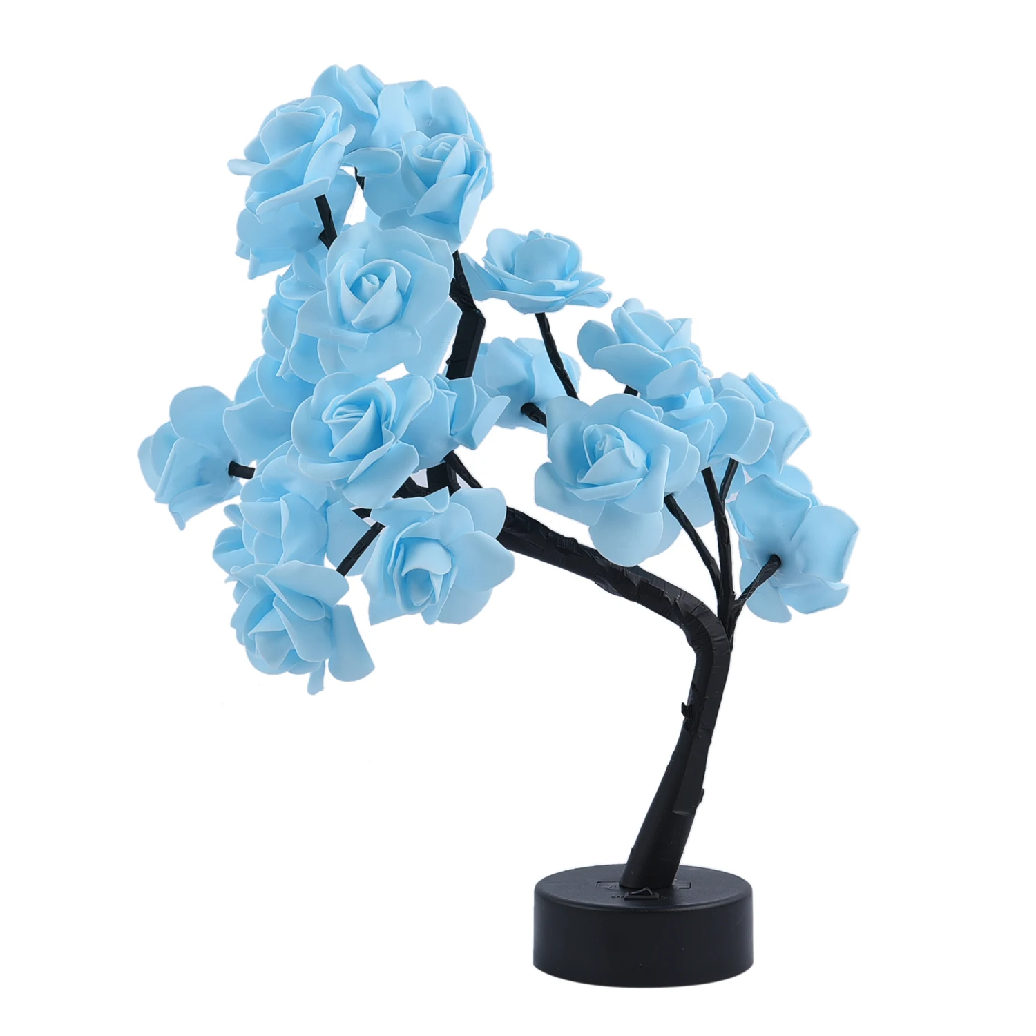 

Free Shipping Plastic 24 Lights Flowers Table Lamp with Data Cable Blue Home Decoration