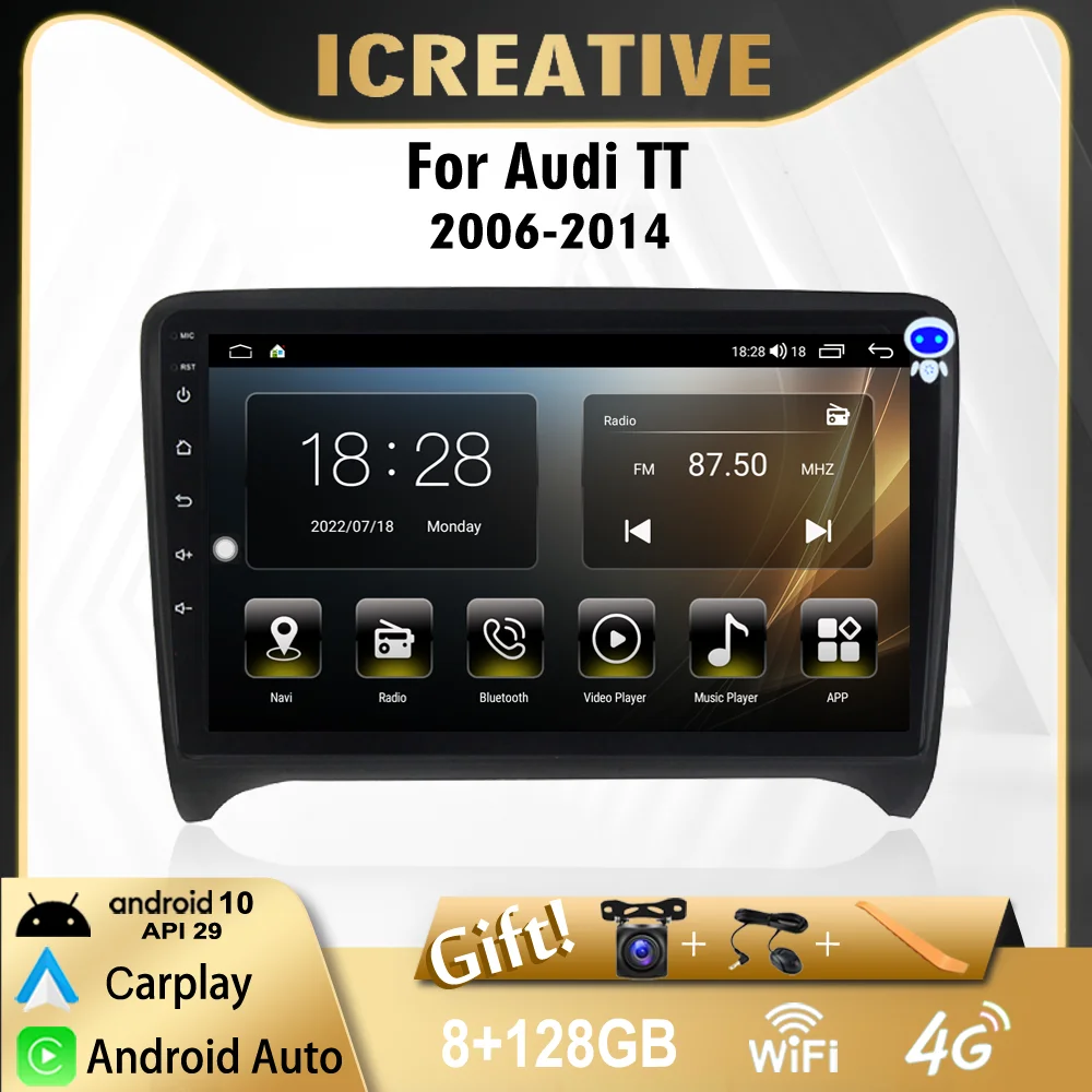 

2 Din 9" for Audi TT 2006 - 2014 Touch Screen Android Car Radio Multimedia Video Player WIFI Navigation GPS Head Unit with Frame