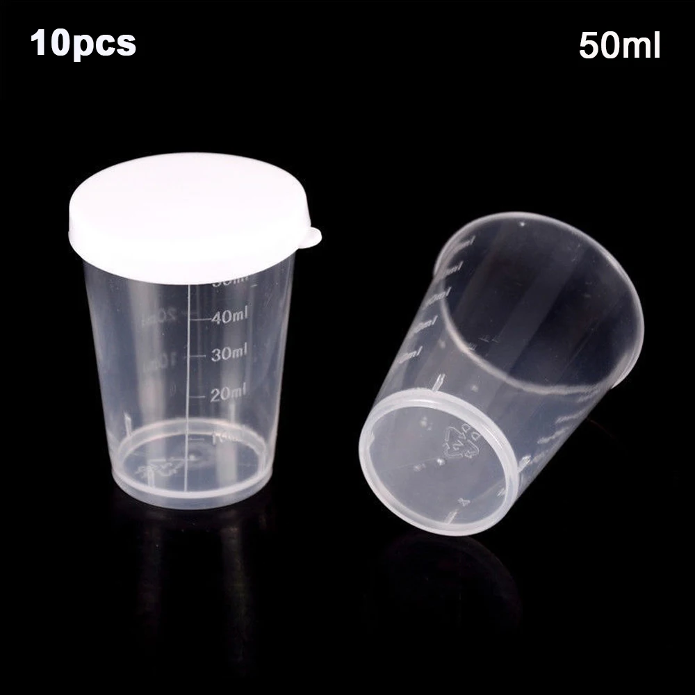 

10Pcs Calibration Test Plastic Container Measuring Cups with Lid Cup