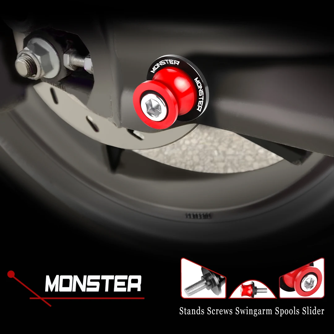 

For DUCATI MONSTER 797/821/1200/1200R/400/600/620/695/750/795/800/900/1000 Motorcycle Stand Screw M6 Swingarm Spools Slider