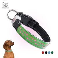 led luminous dog electronic collar usb charging adjustable pet leather collar night travel anti lost outdoor for all dogs