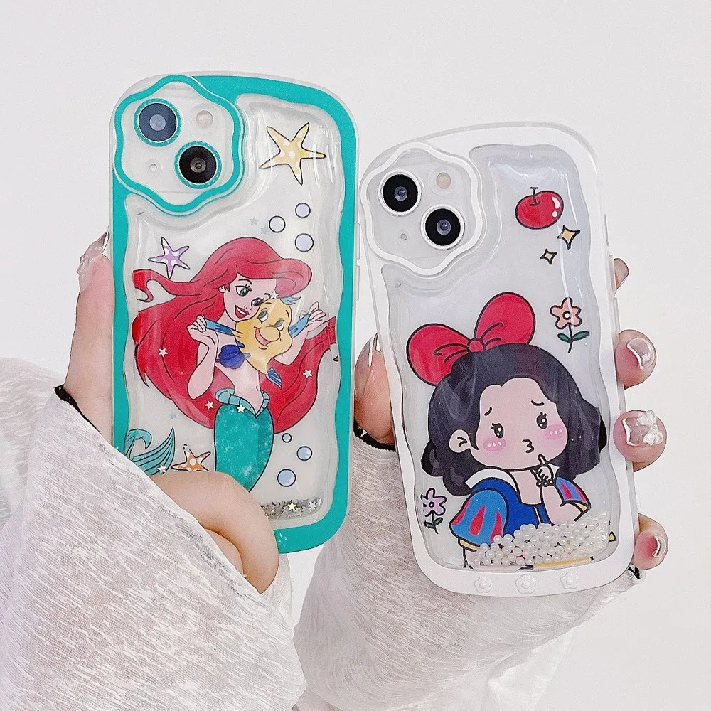

Cartoon Girl Pattern Transparent Pearl Quicksand Case For iphone 11ProMax 11 12Pro 12 13ProMax 13Pro 13 XS X XR XSMAX Soft Shell