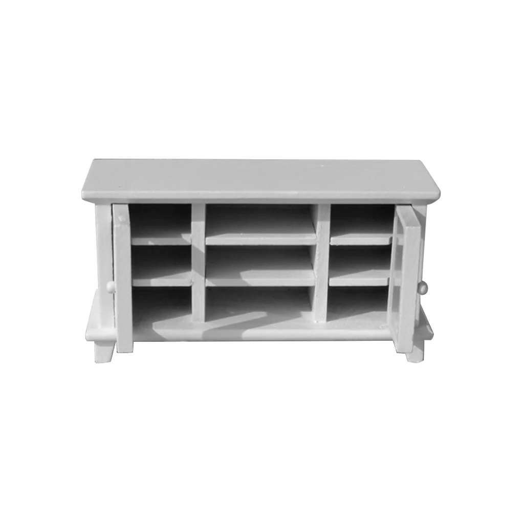 

1/12 TV Cabinet Mini Doll House TV Table Children Toy Decoration TV Stand, Burlywood