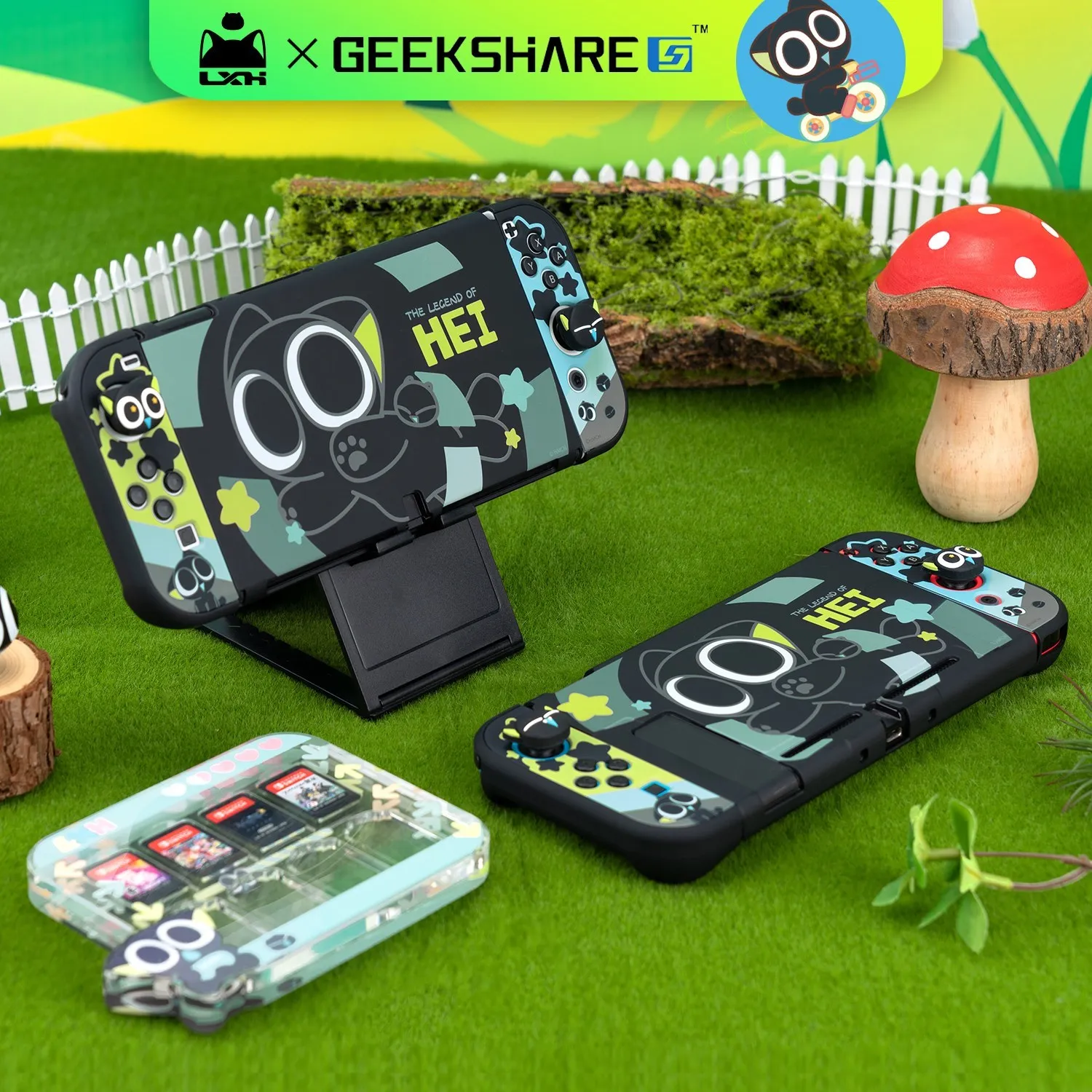 Фото Защитный чехол GeekShare Nintendo Switch на органических светодиодах LXH, однофирменный Твердый чехол с переключателем, разделенный чехол Joycon, высокое к... №1